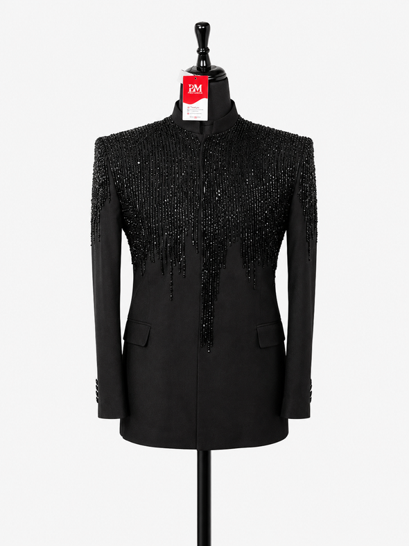 Midnight Regal Embroidered Suit Jacket
