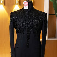Midnight Regal Embroidered Suit Jacket